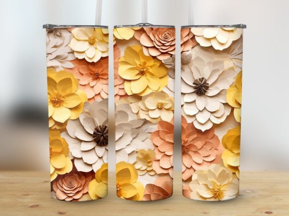 20oz Skinny Tumbler Wrap Paper Flower