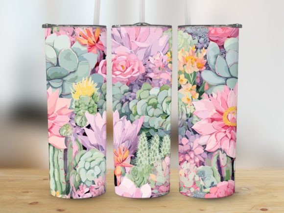 20oz Skinny Tumbler Wrap Pastell Kakteen