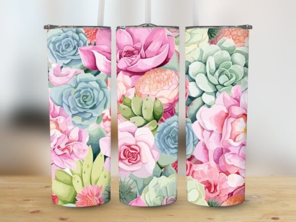 20oz Tumbler Pastell Sukkulenten Cactus