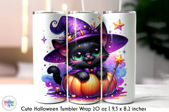 Cute Black Cat Halloween Tumbler Wrap