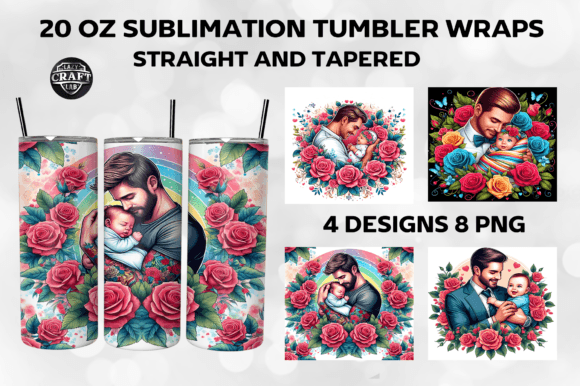 Fathers Day Tumbler Wrap 20oz Skinny PNG