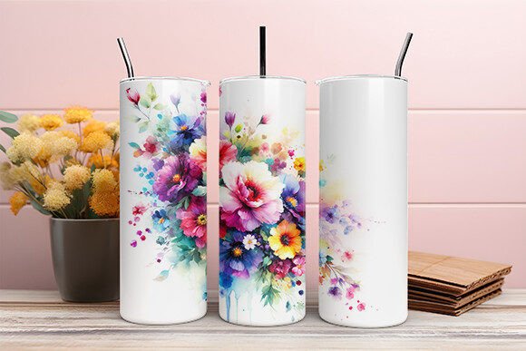 Flower Tumbler Wrap 20oz PNG