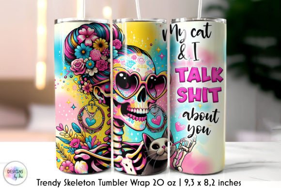 Funny Messy Bun Skeleton Tumbler Wrap