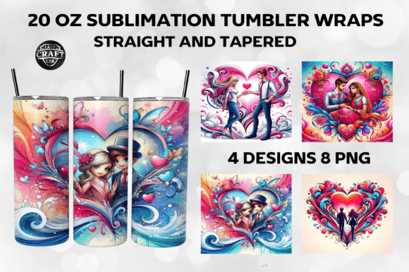 Heart Couple Tumbler Wrap 20oz Skinny
