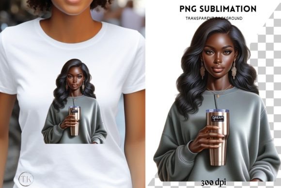 Melanin Woman with Tumbler, Black Girl