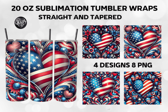 Patriotic Heart Tumbler Wrap 20oz Skinny