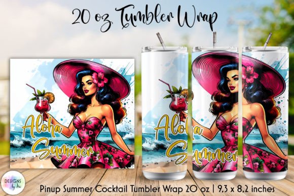 Pin-Up Girl Retro Beach Tumbler Wrap