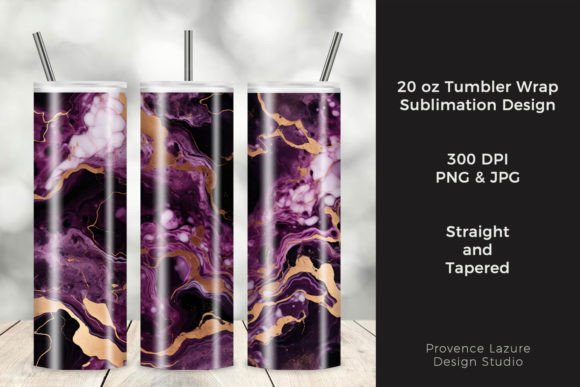 Purple Gold Marble 20 Oz Tumbler Wrap