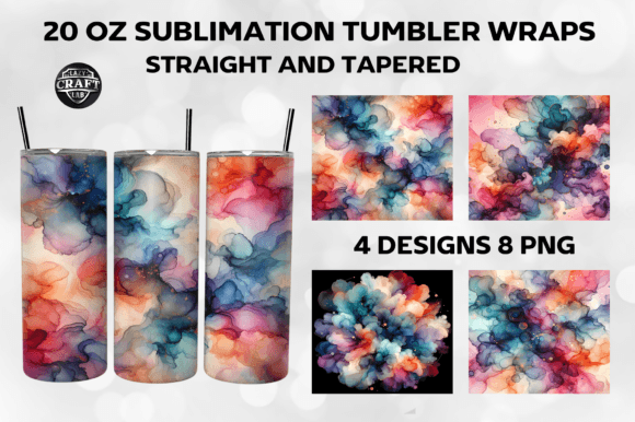 Smoke Alcohol Ink Tumbler Wrap 20oz PNG