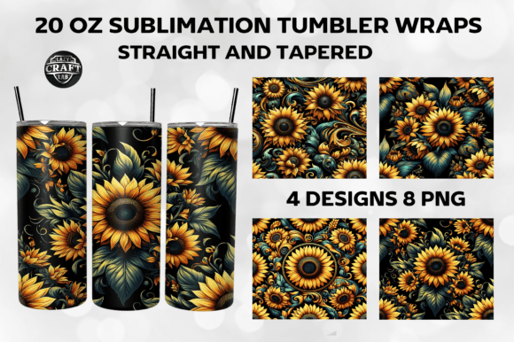 Sunflowers Tumbler Wrap 20oz Skinny PNG