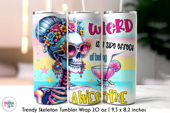 Trendy Messy Bun Skeleton Tumbler Wrap
