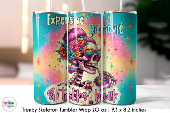 Trendy Skeleton Tumbler Wrap Design