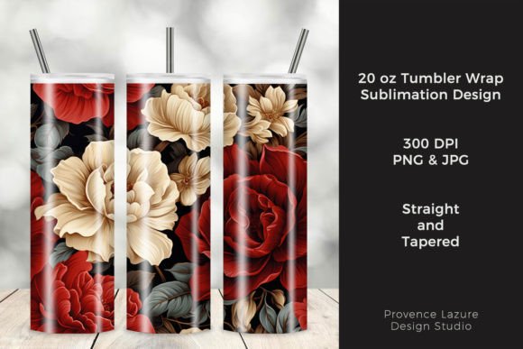 Vintage Red and White Roses Tumbler Wrap