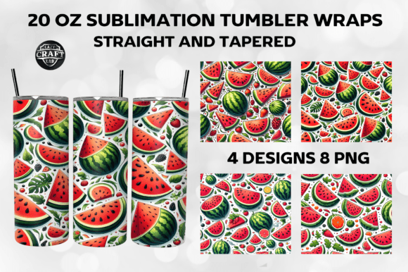 Watermelon Summer Tumbler Wrap 20oz PNG