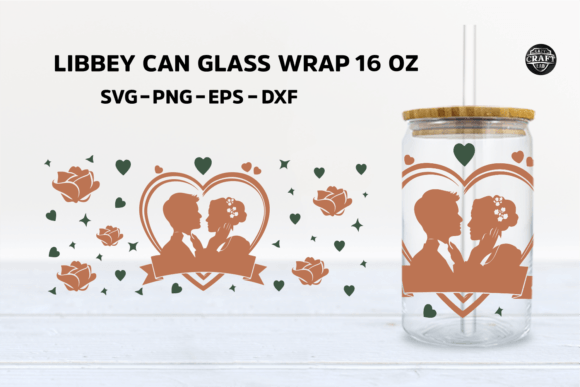 Wedding Libbey Can Glass Wrap 16oz SVG
