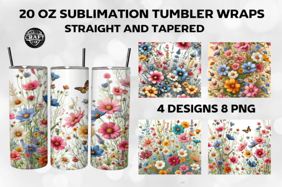 Wildflowers Tumbler Wraps 20oz Skinny